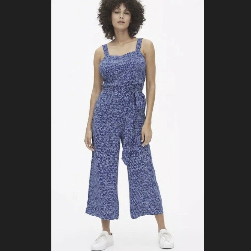 GAP Apron Wide Leg Flower Print Jumper | Blue Yellow | Size 0
